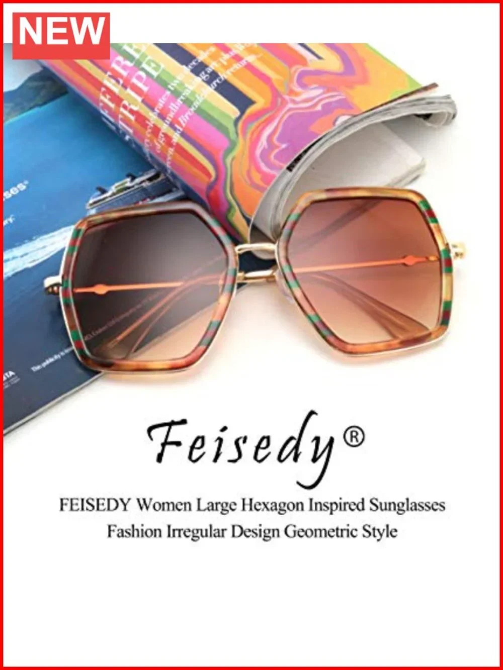 Women's Oversized Hexagon Sunglasses UV400 Protection Geometric Retro